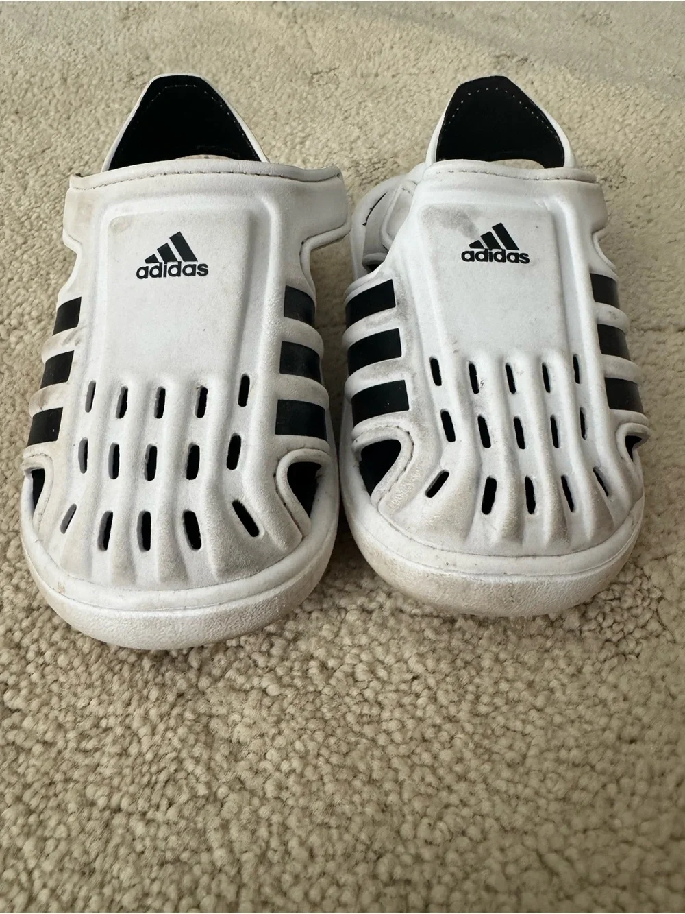 adidas White and Black Kids Sandal Sneakers